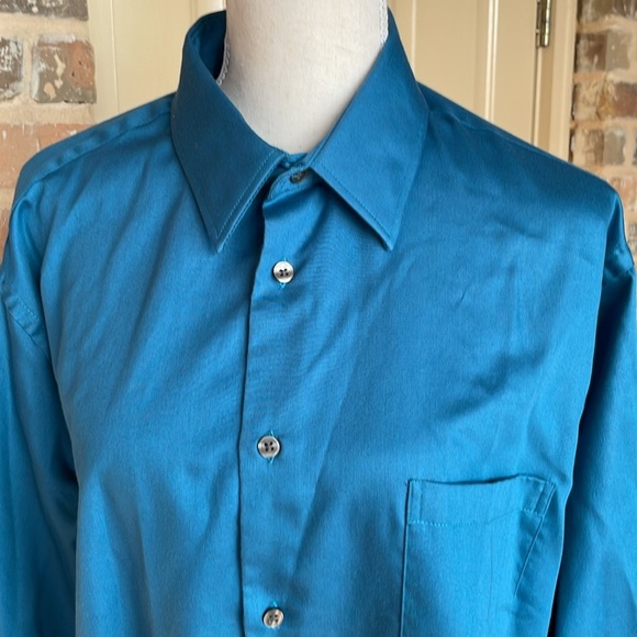 Geoffrey Beene Blue Classic Fit Wrinkle Free Shirt Size 16.5 & 32/33 Workwear - Picture 4 of 7